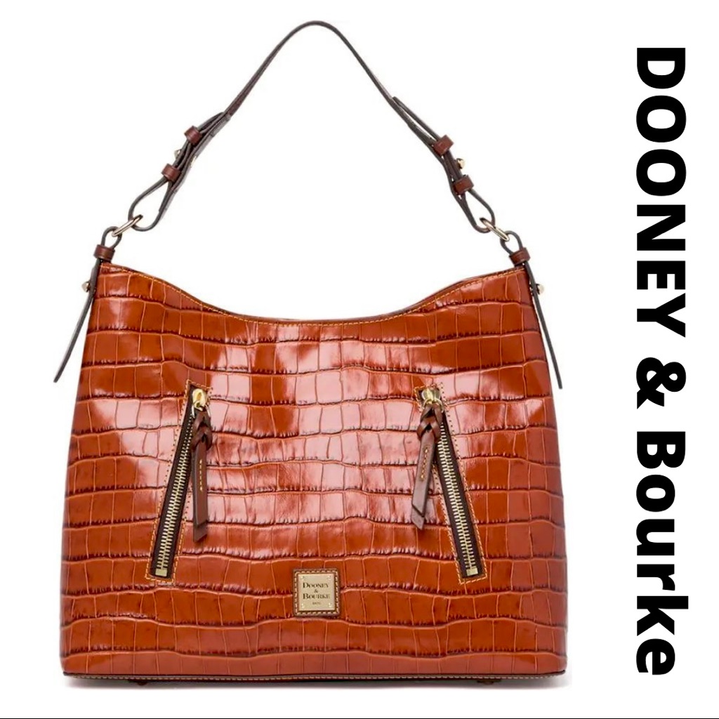 Nwt Dooney And Bourke Croc Embossed Leather Hobo Shoulder Bag